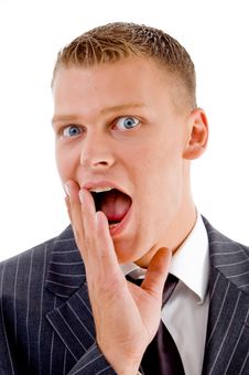 Close Up View Of Amazed Business Man Stock Images