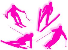 Skier Silhouette Royalty Free Stock Photography