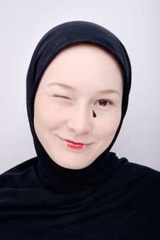 Young Woman With Black Tear Stock Image Young Woman With Black Tear Stock Image