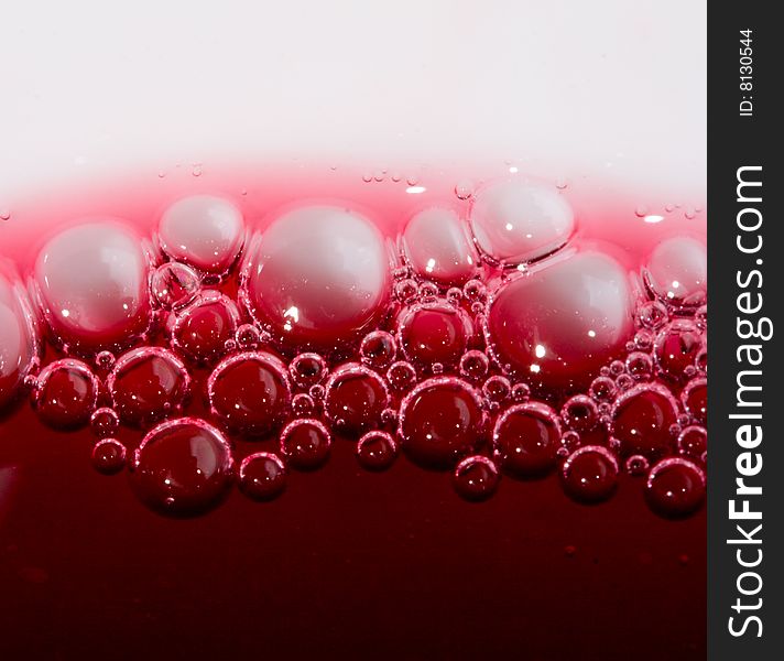 Close-up bubbles in wine, macro shot