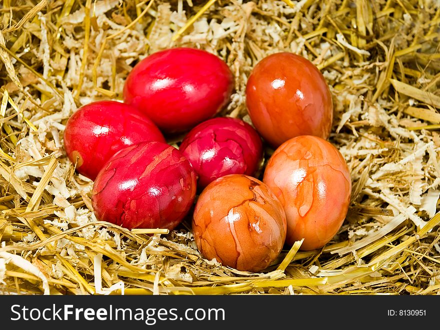 Easter Eggs in the Straw Nest