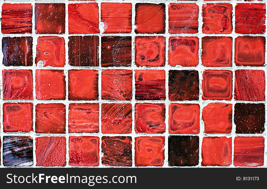 Grunge close pattern of small red tiles. Grunge close pattern of small red tiles