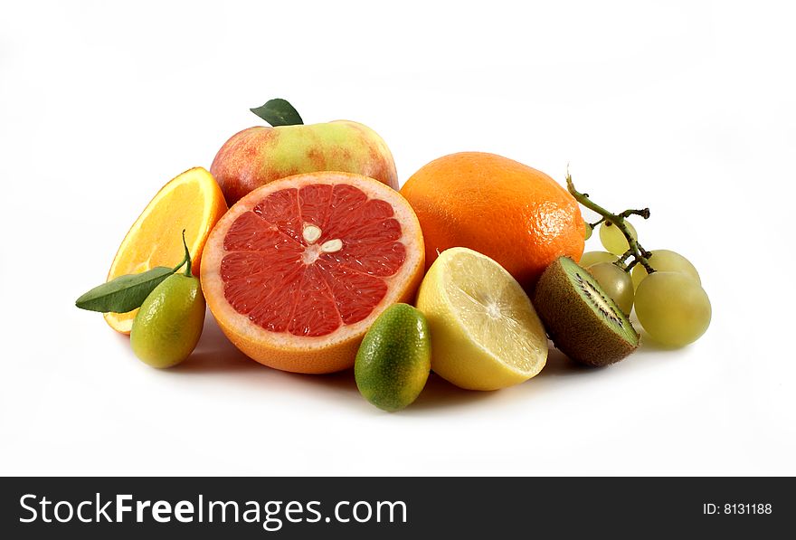 Fresh fruit isolated on white