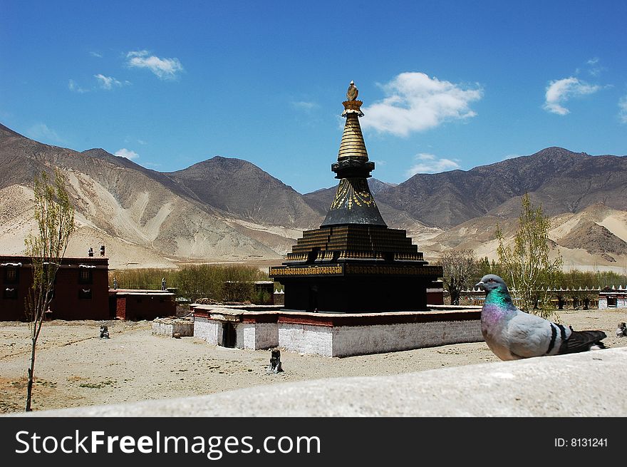 Famous Lamasery Sangyesi at the foot of mountains to the south of Lhasa,Tibet. Famous Lamasery Sangyesi at the foot of mountains to the south of Lhasa,Tibet