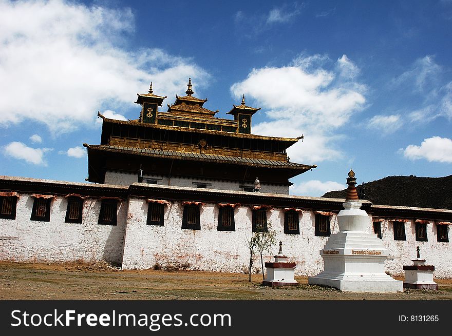 Famous Lamasery Sangyesi at the foot of mountains to the south of Lhasa,Tibet. Famous Lamasery Sangyesi at the foot of mountains to the south of Lhasa,Tibet