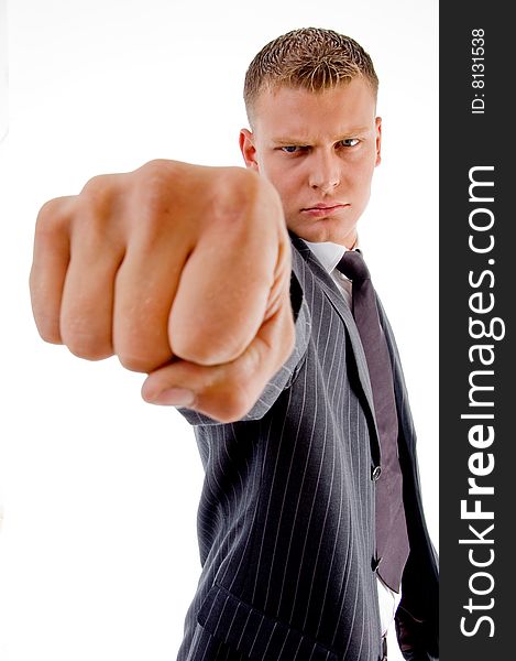 Businessman showing punch