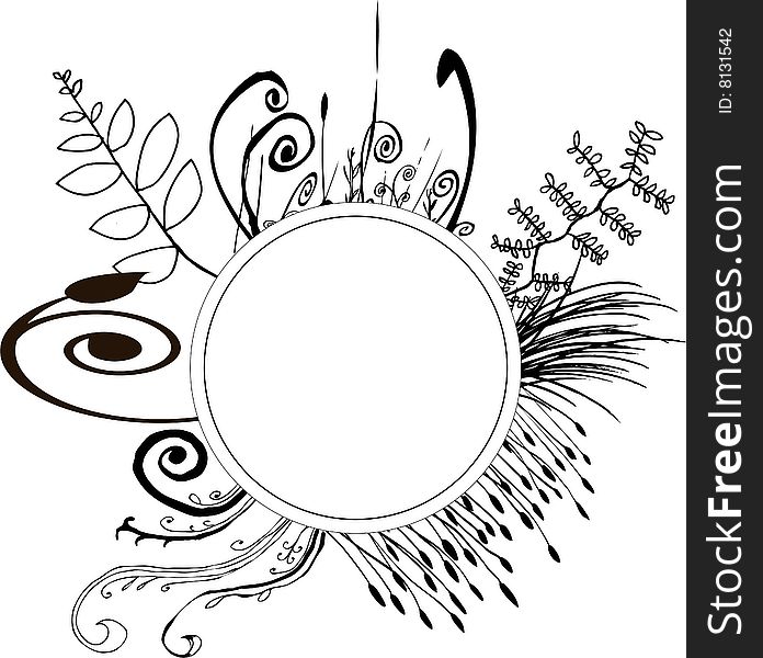 A fully scalable  illustration of black and white floral circle design.