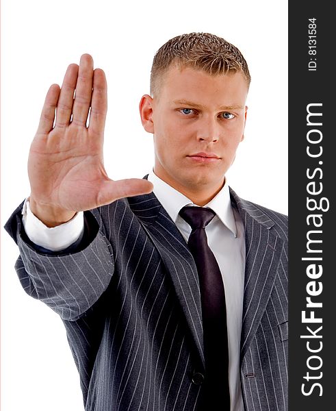 Businessman Showing Stopping Gesture