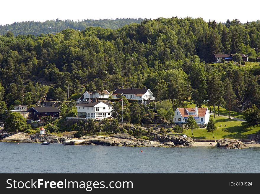 Houses on the coast of Norway. Houses on the coast of Norway
