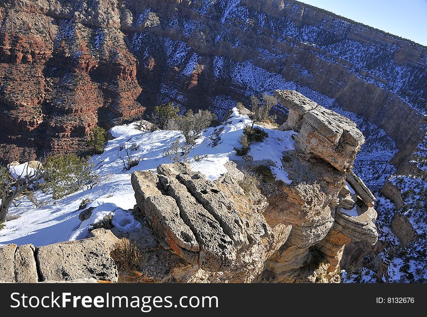 Grand Canyon Winter View of Bowl Formation. Grand Canyon Winter View of Bowl Formation