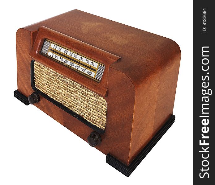 Vintage Antique Retro wooden Radio Facing Left with slight distortion. Vintage Antique Retro wooden Radio Facing Left with slight distortion