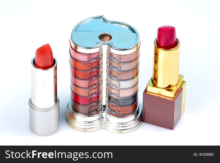 Lipsticks isolated on white background.