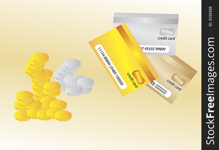 Illustration of credit card and money
