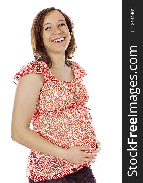 Studio photo of beauty pregnant woman