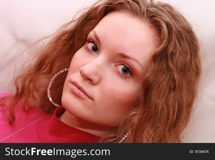 Nice girl in red blouse portrait. Nice girl in red blouse portrait