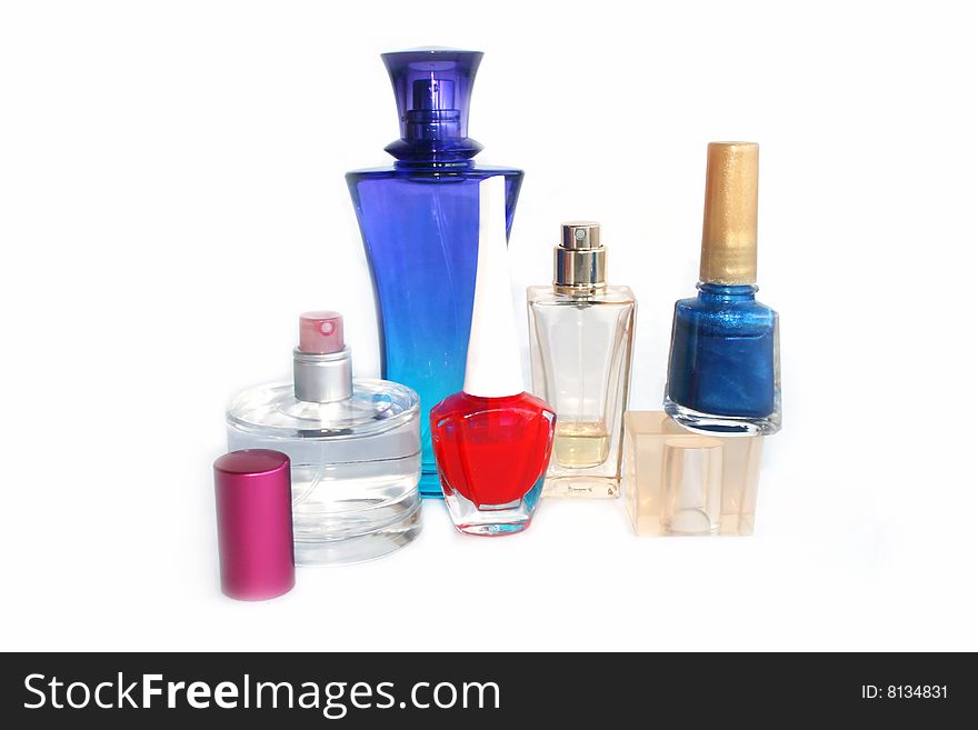Female cosmetics on a white background