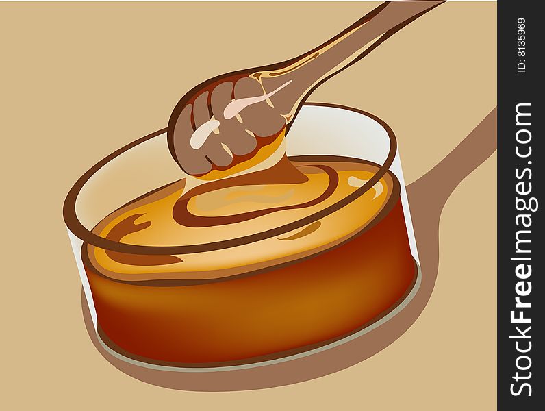 Vectorial illustration of delisious honey in the cristal glass. Easy to redact, all objects on separated layers. Vectorial illustration of delisious honey in the cristal glass. Easy to redact, all objects on separated layers.