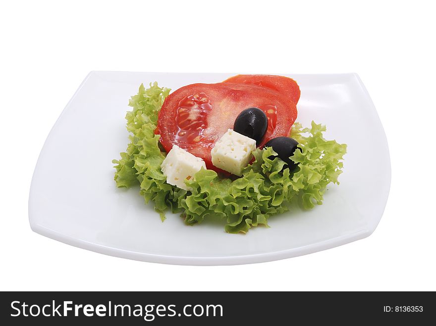 Salad With Tomato, Cheese, Olive