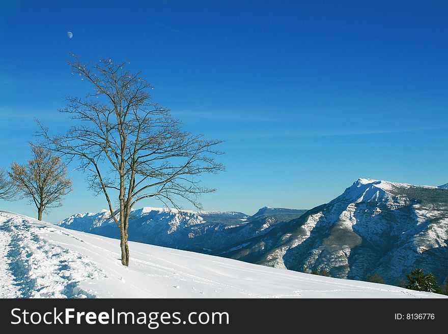 High mountains snow landscape in Alps