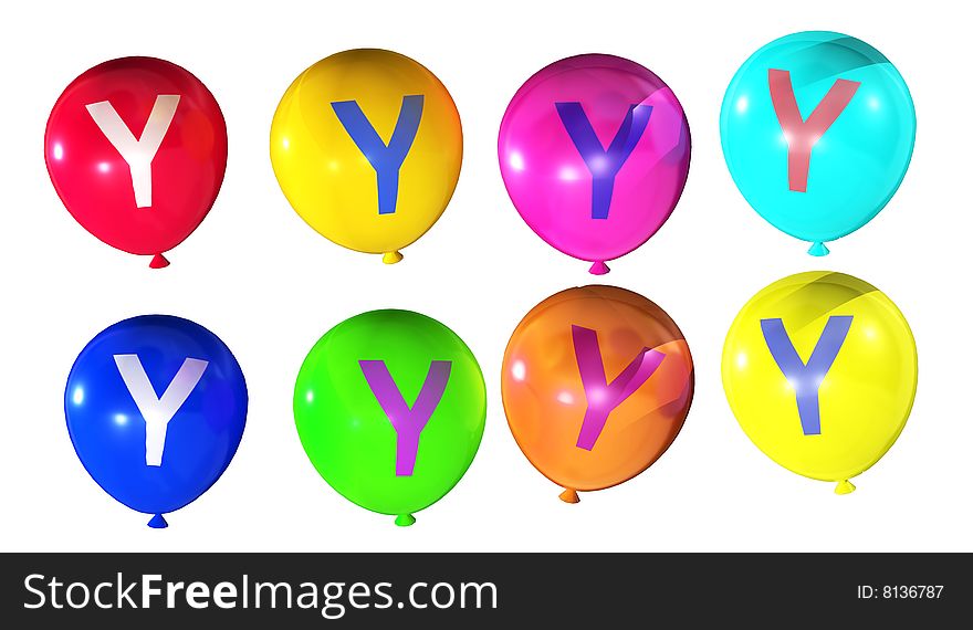 Letter y isolated on colorful balloons