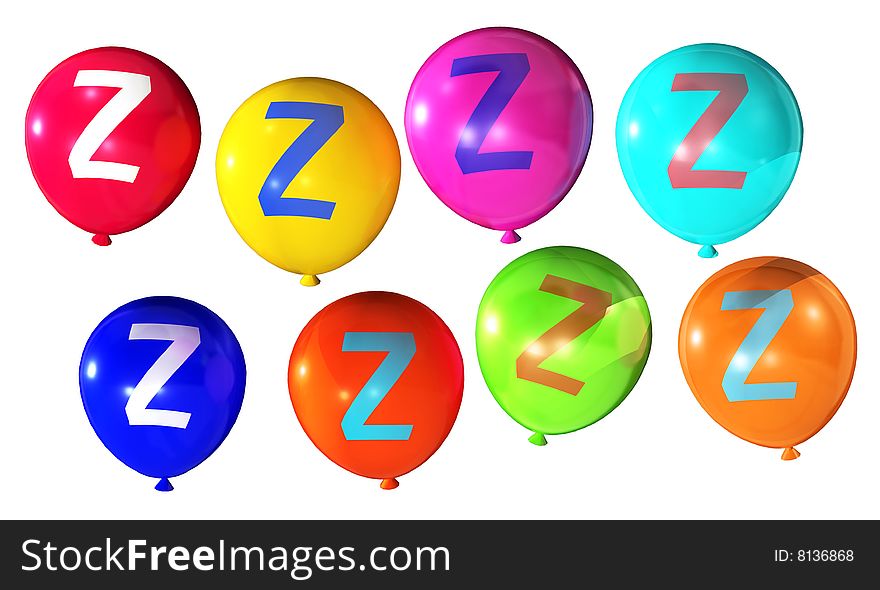 Letter z isolated on colorful balloons