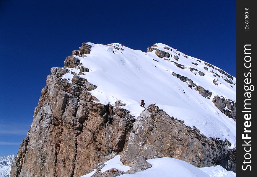 Russia. The North Caucasus. Rocky ridge. An ascension on peak 3280. April 2008.