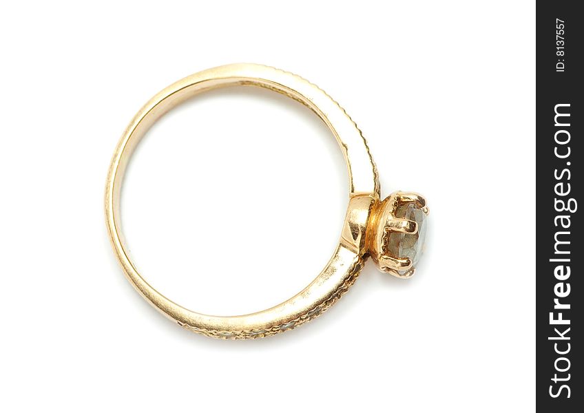 Golden ring isolated on the white background