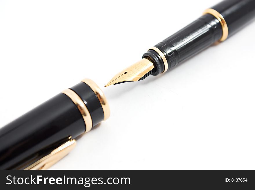 Fountain pen and cap isolated on white background