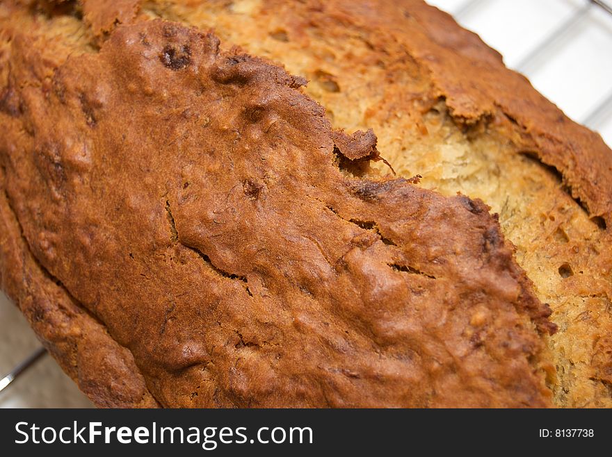 Close Up Of Banana Bread Baked To Perfection.