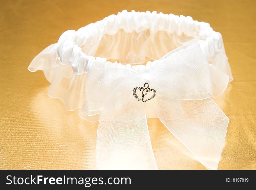 Bridal Garter with silver diamond hearts attached