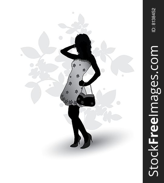 Fashionable sexy woman silhouette, vector. Fashionable sexy woman silhouette, vector.