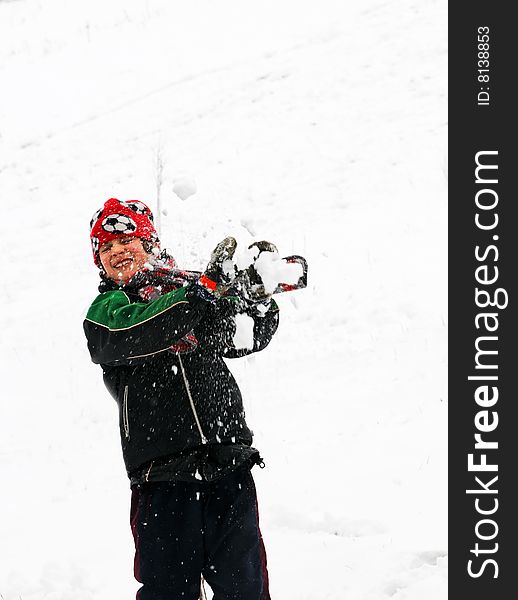 Boy Getting Snow In His Face