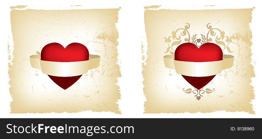 Elaborate Grunge Red And Gold Heart