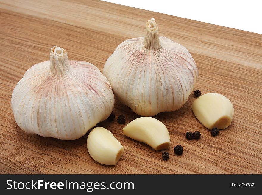 Garlic on a chopping board