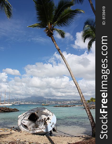 Fishing boat on the beach, Martinique island