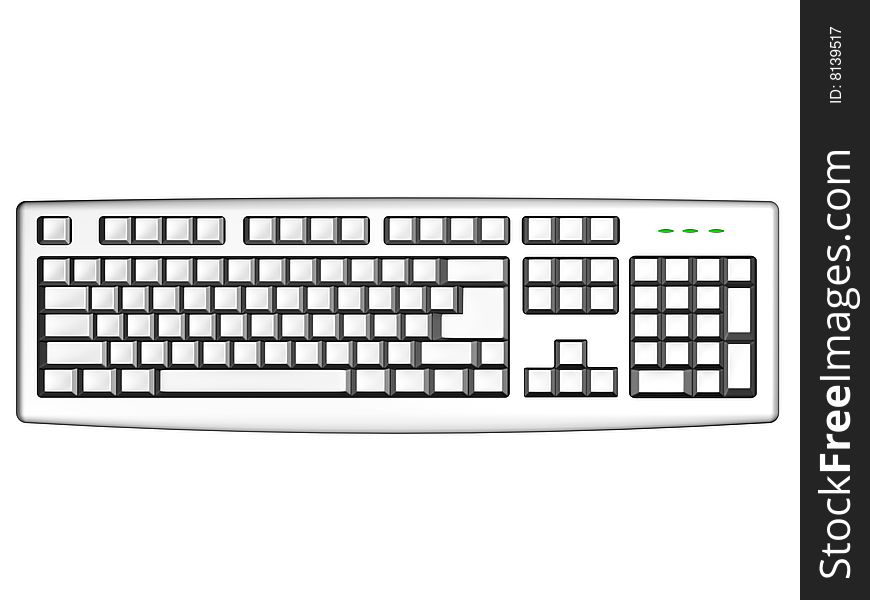 Computer keyboard with empty keys isolated on white