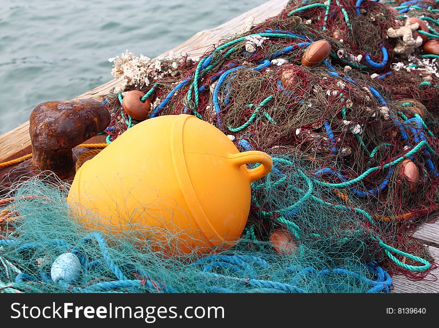 Fishing net on the beach, martinique island