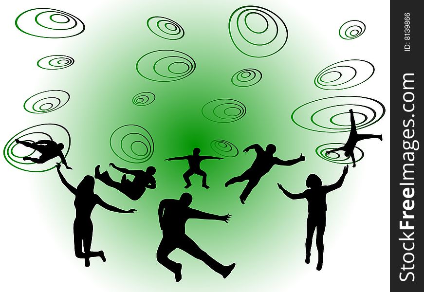 Illustration of sport silhouettes, green