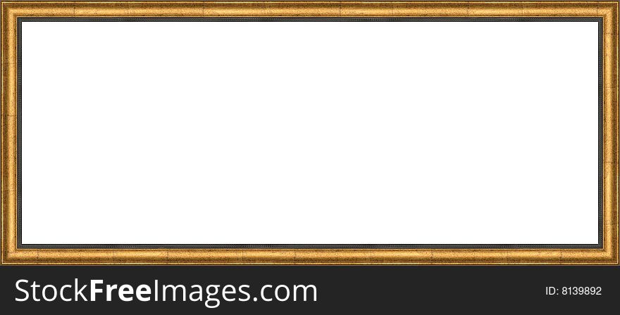 A picture gold frame on a white