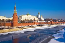 Moscow Kremlin In Winter Stock Photo