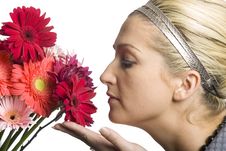 Girl Smelling Flowers Royalty Free Stock Photo