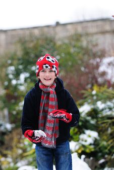 Boy Making Snowball Stock Photography Boy Making Snowball Stock Photography