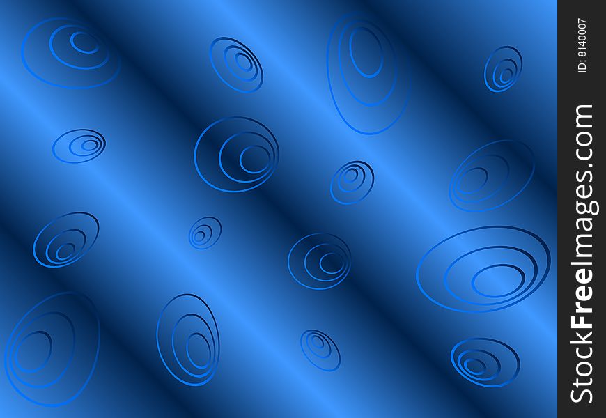 Illustration of background, twisted circles, blue
