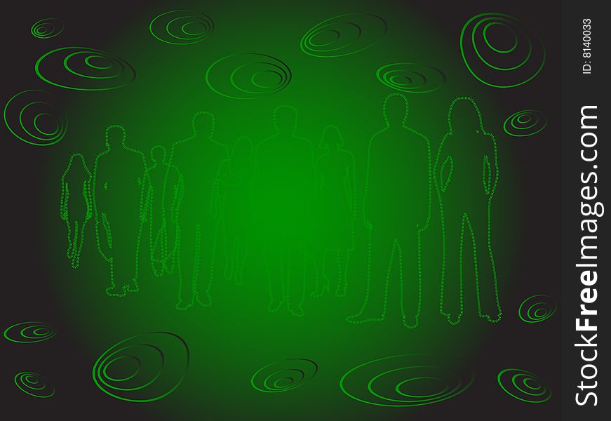 Illustration of business people, green