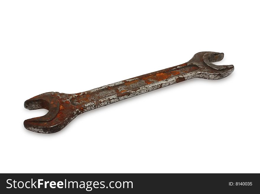 Big spanner on a white background