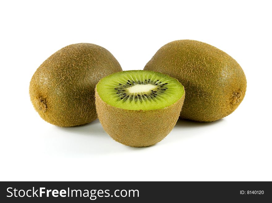 Kiwifruit cut slice on white background. Kiwifruit cut slice on white background