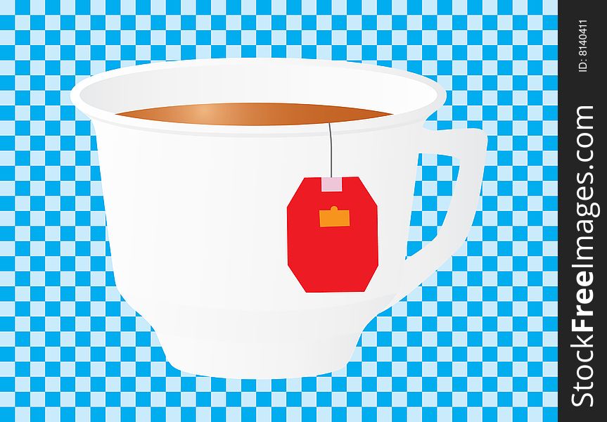 Morning cup of black tea. Vector illustration