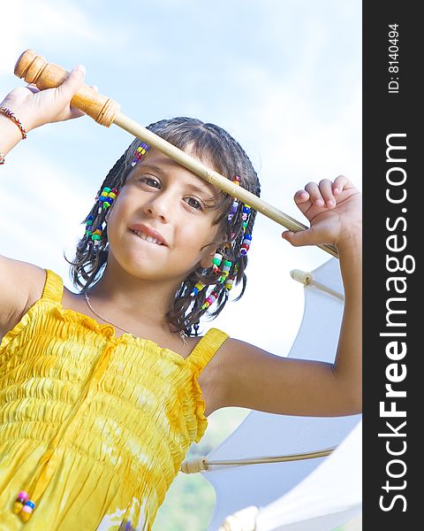 Portrait of little girl having good time in summer environment. Portrait of little girl having good time in summer environment