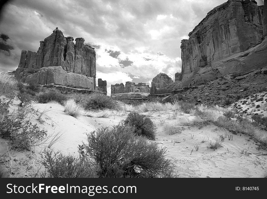 Sandstone canyon - black and white
Moab Utah