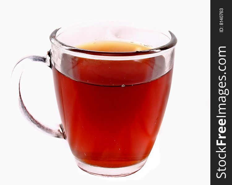 A cup of tea. White background. A cup of tea. White background